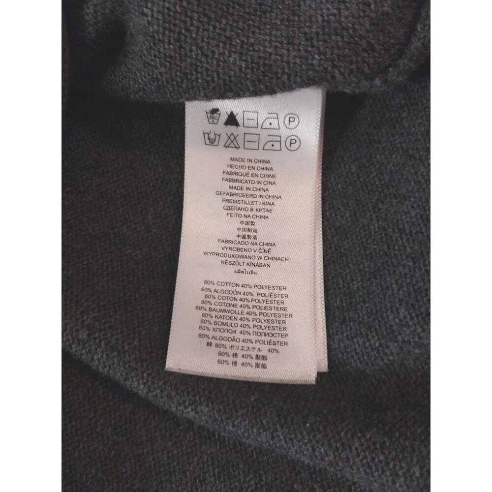 Michael Kors Gray/Navy Cotton Pullover Sweater Women's Sm. Crew Long Sleeve